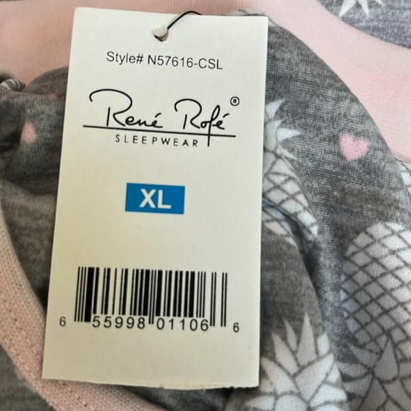 🆕 René Rofe Sleepwear Lounge Pants Pineapple and Hearts Design Size XL - Picture 5 of 9